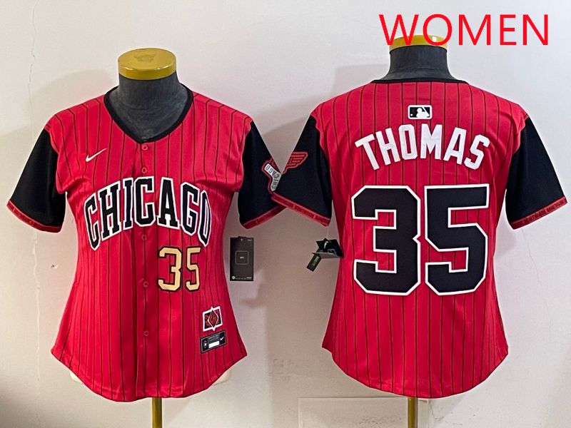 Women 2025 Chicago White Sox #35 Thomas Red Joint Name Nike MLB Jersey style 4->women mlb jersey->Women Jersey
